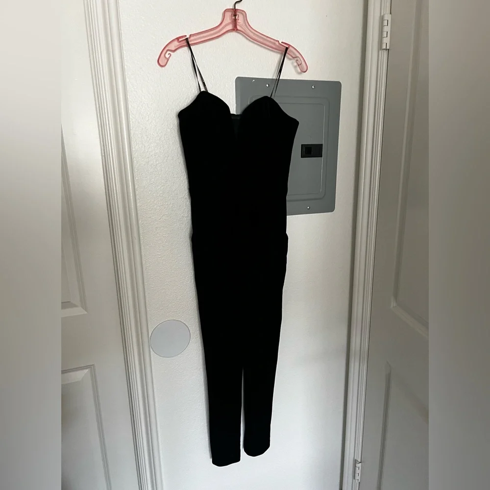 Amanda Uprichard Cherri Velvet Jumpsuit in Black - Picture 4 of 9
